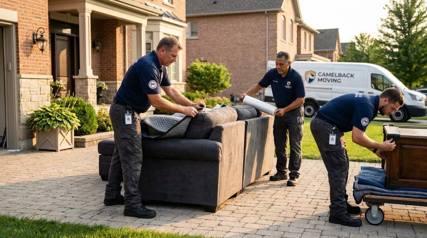 Large estate moving crew wrapping furniture in Tarentum, PA