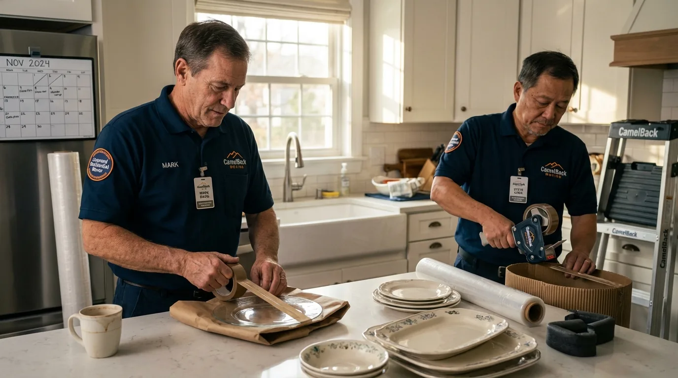 Professional crew packing kitchen dishware in Tarentum, PA